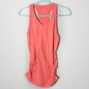 Athleta Bright Orange Ruched Tank Top size Small